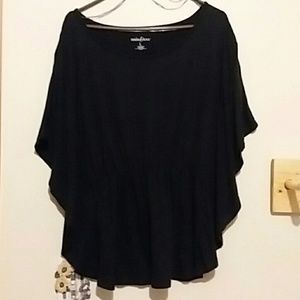 Black synched waist wing armed top